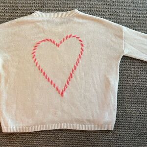 Lisa Todd Cream Sweater with Pink Heart Accent